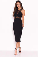 Black Midi Dress With Lace Top