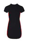 Black Mini Dress With Red Panel Detail