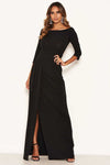 Black Off The Shoulder Slit Maxi Dress