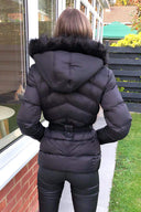 Black Padded Belted Puffer Jacket