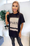 Black Paris Printed Oversized T-Shirt