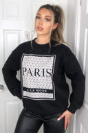 Black Paris Printed Sweatshirt