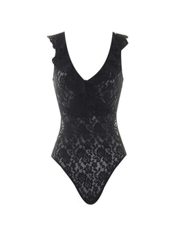 Black Plunge Lace Bodysuit