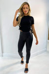 Black Ribbed Ruched Side Crop Top