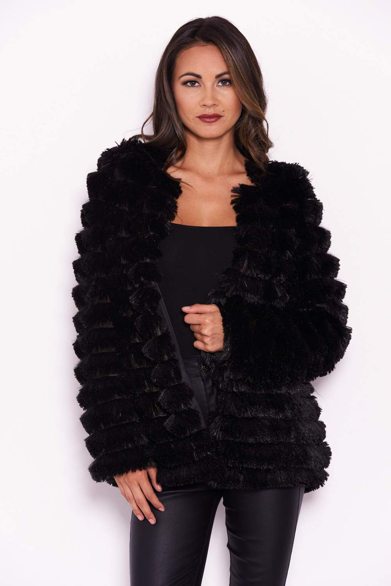 Black Short Faux Fur Coat