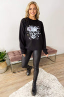 Black Skull Print Sweatshirt