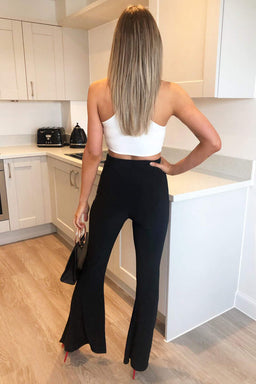 Black Slinky Flared Trousers