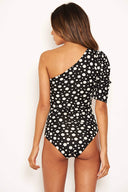 Black Spotty One Sleeve Bodysuit