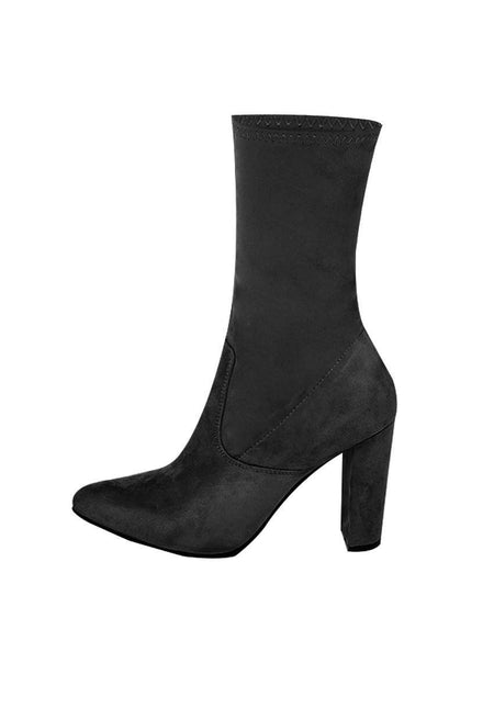 Black Stretch Suede Boot Heels