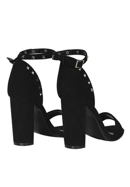 Black Studded Chunky Heels
