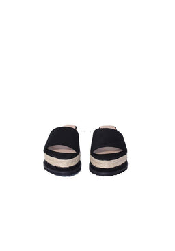 Black Suede Platform Slip On Sandals