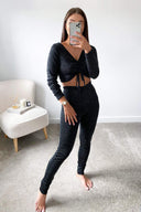 Black Tie Crop Top Lounge Set