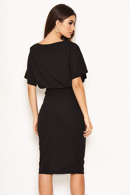 Black Tie Waist Midi Dress