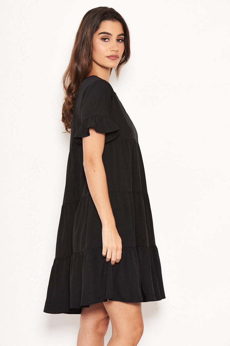 Black Tiered Frill Dress