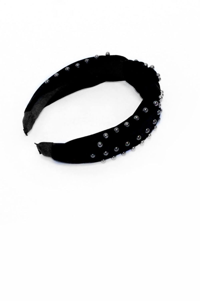 Black Velvet Studded Knot Headband
