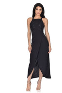 Black Wrap Embellished Maxi Dress