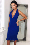 Blue Backless Fishtail Midi Dress