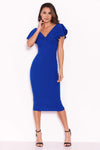 Blue Bow Front Midi Dress