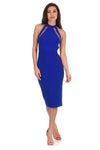Blue Mesh Detail Bodycon Dress