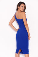 Blue One Shoulder Strap Midi Dress