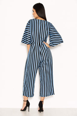 Blue Stripe Culotte Jumpsuit