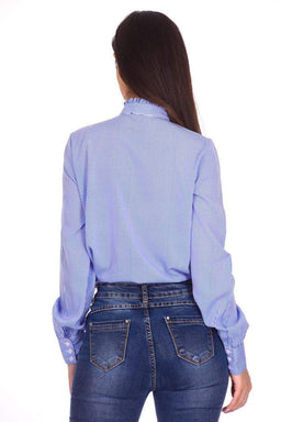 Blue Striped Ruffle Shirt