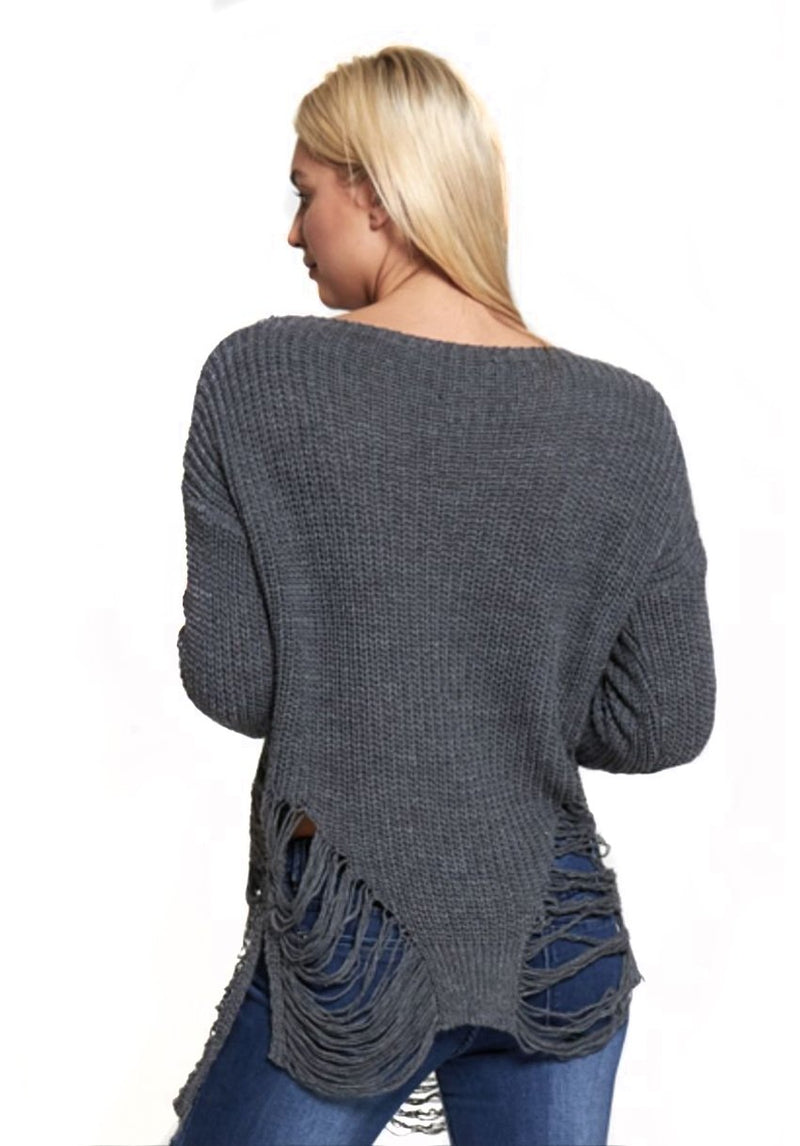 Charcoal Ladder Cable Knit Jumper