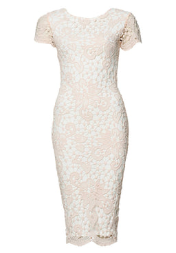 Lace Insert Midi Dress