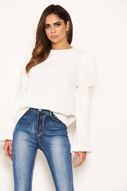 Cream Puff Sleeve Loose Fit Top