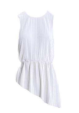 Cream Pleated Sleeveless Velvet Top