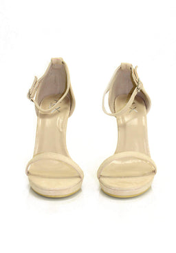 Cream Suede Barely There Heels