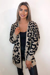 Camel Animal Printed Knitted Cardigan