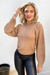 Camel Volume Sleeve Knitted Jumper