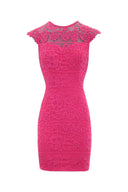 Cerise Crochet Detail Mini Dress