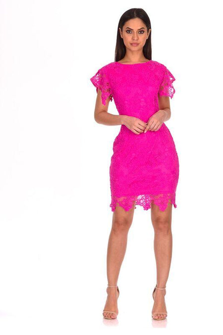 Cerise Crochet Midi Dress
