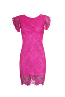 Cerise Crochet Midi Dress