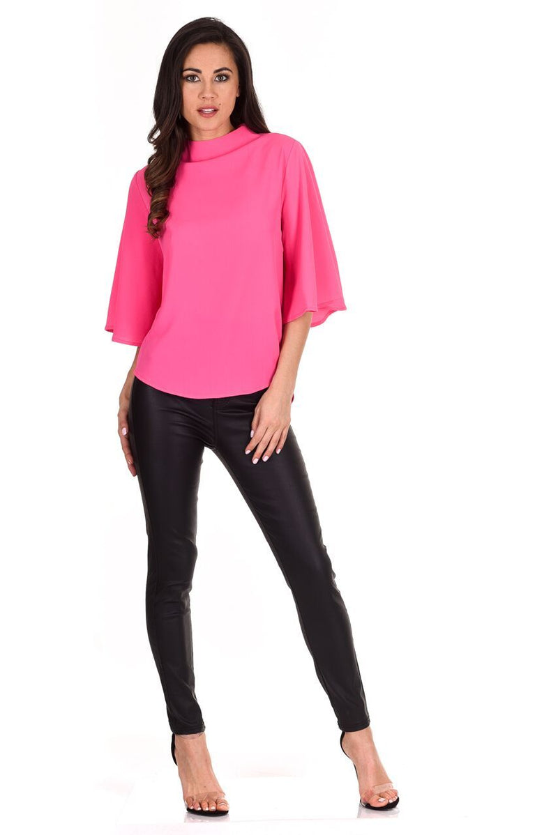 Cerise Flared Sleeve Top