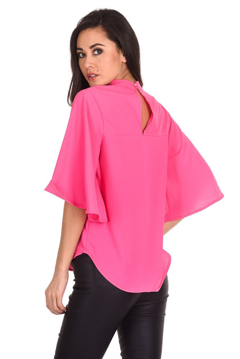 Cerise Flared Sleeve Top