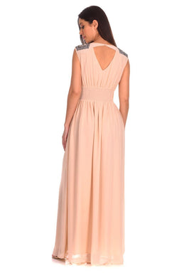 Champagne Embellished Maxi Dress
