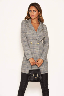 Checked Longline Blazer