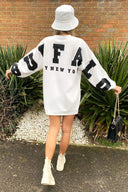 Cream Buffalo Slogan Oversized Sweatshirt