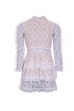 Cream Lace Tiered Mini Dress