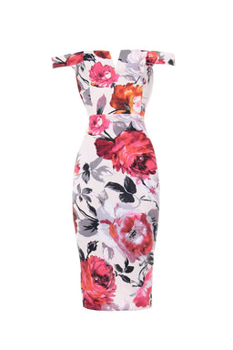 Cream Notch Front Midi Dress