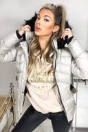 Cream Padded Belted Puffer Jacket