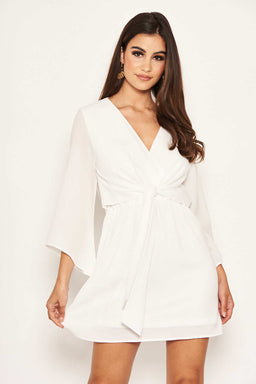 Cream Tie Front Day Dress