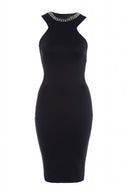 Embellished Neckline Bodycon Dress