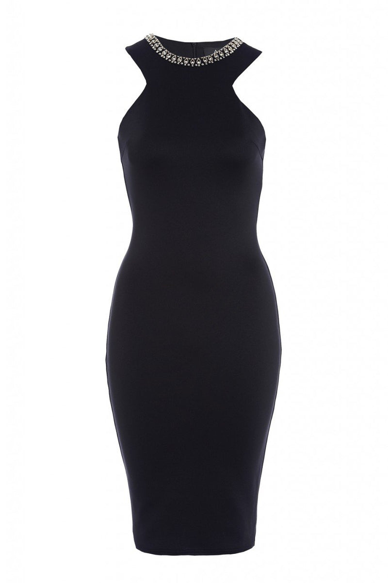 Embellished Neckline Bodycon Dress