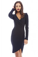 Wrap Front Long Sleeved Dress