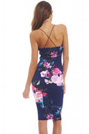 Deep V Front Floral Midi Dress