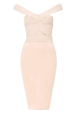 Nude Midi Dress With Bandage Top
